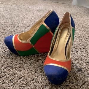 Mutli-color wedge heels size 9